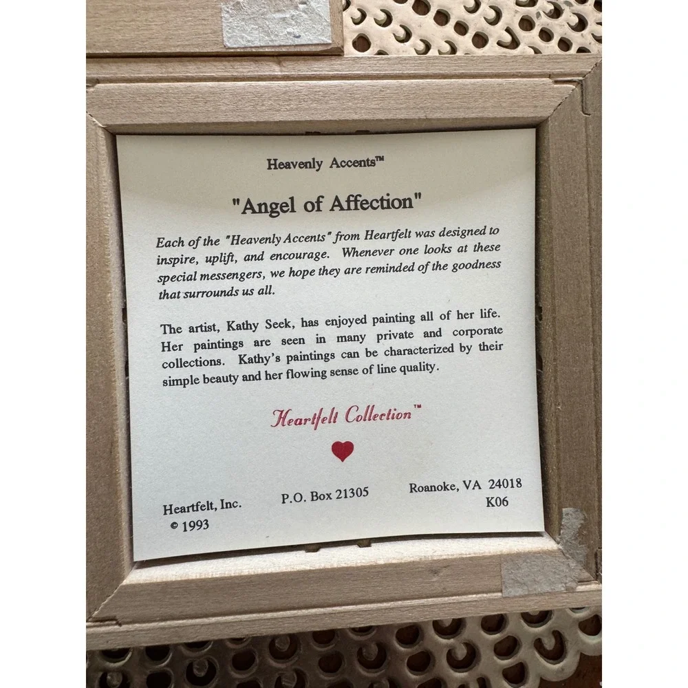 Vintage 1993 Heartfelt Heavenly Accents Kathy Seek Mini Angel Framed Art Set 5